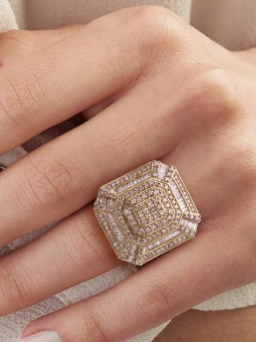 Natural Champagne Diamond 1.50 ctw Ring Rose Gold Over Sterling Silver Sz 7 NWT